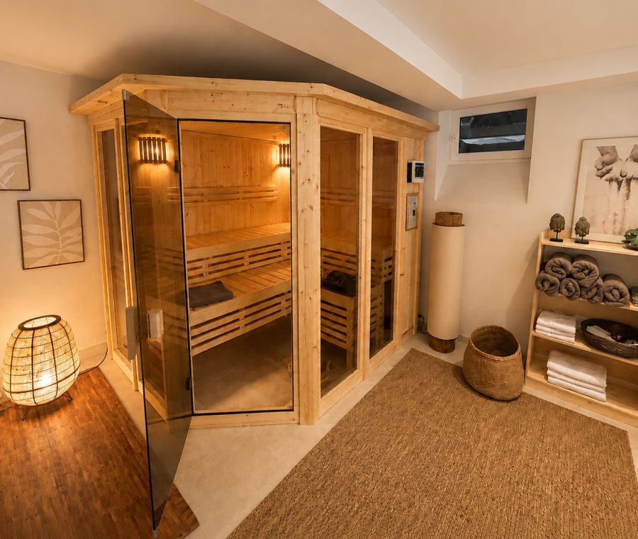 Sauna im Untergeschoss der Villa Königsstuhl
