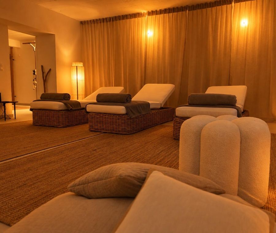 Ruheraum der Sauna im Untergeschoss der Villa Königsstuhl